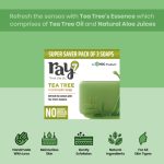 RAY7 Tea Tree Handmade Soap, Glycerin Based with Tea Tree Oil and Aloe Vera Juice, Moisturising and Hydrating, for Glowing Soft Skin, Sulphate Free, Paraben Free, 100g, Pack of 3 (Tea Tree Handmade) - Image 2