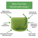 RAY7 Tea Tree Handmade Soap, Glycerin Based with Tea Tree Oil and Aloe Vera Juice, Moisturising and Hydrating, for Glowing Soft Skin, Sulphate Free, Paraben Free, 100g, Pack of 3 (Tea Tree Handmade) - Image 5